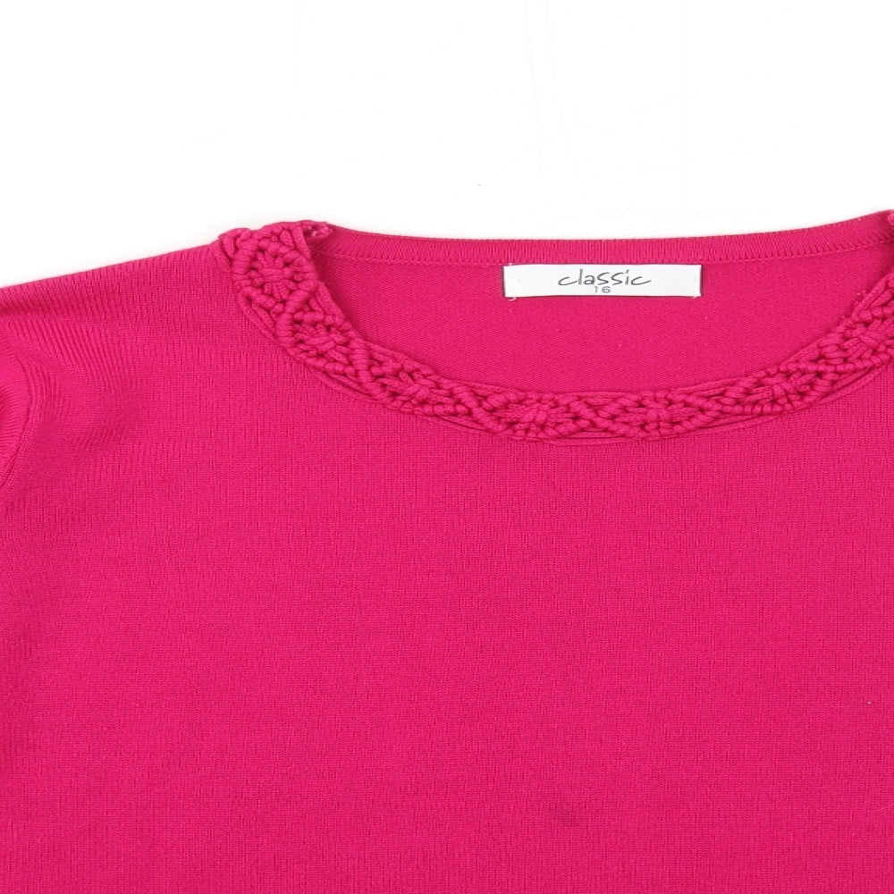 Classic Womens Pink  Knit Pullover Jumper Size 16