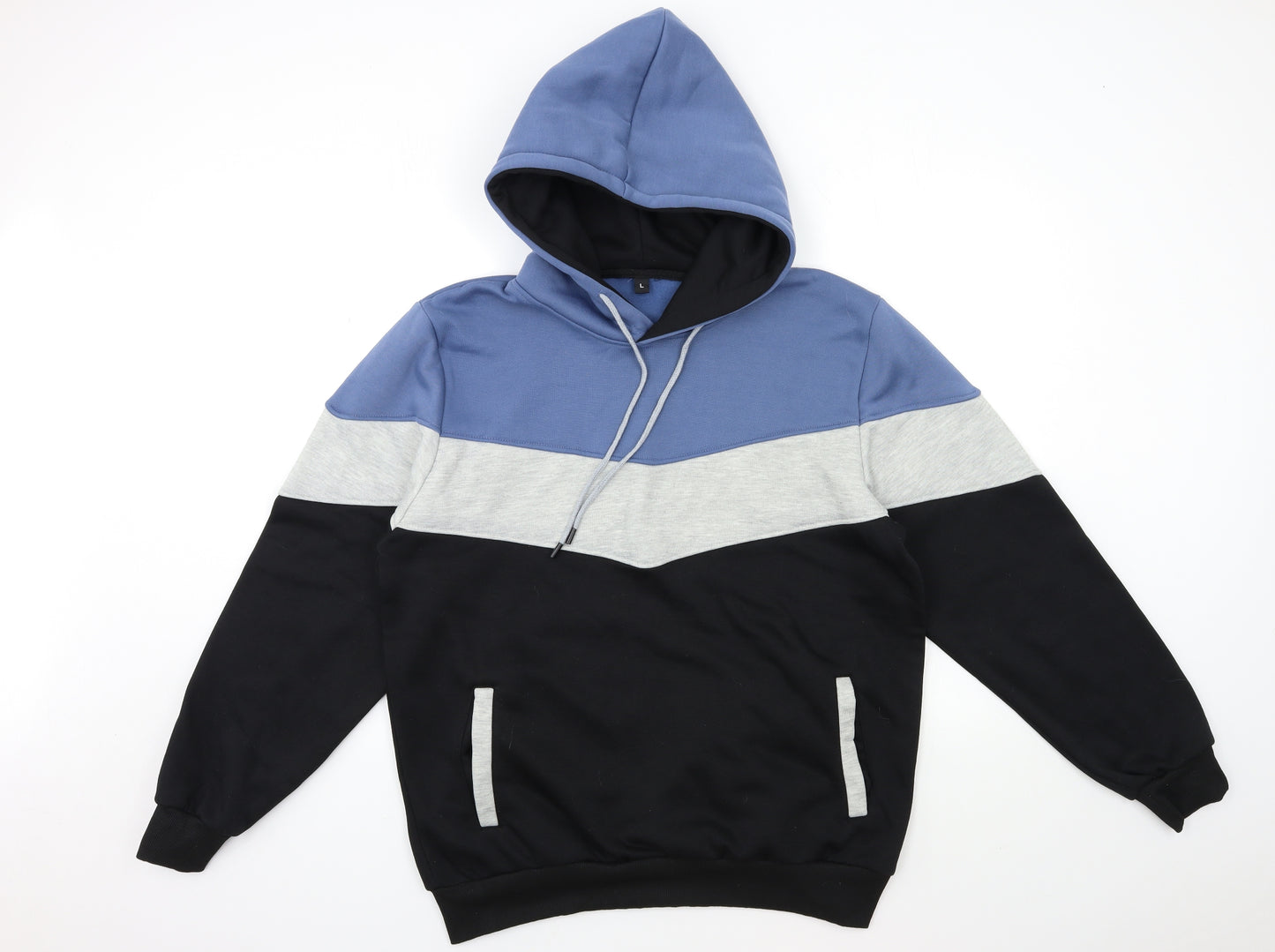 Preworn Mens Blue Striped  Pullover Hoodie Size L