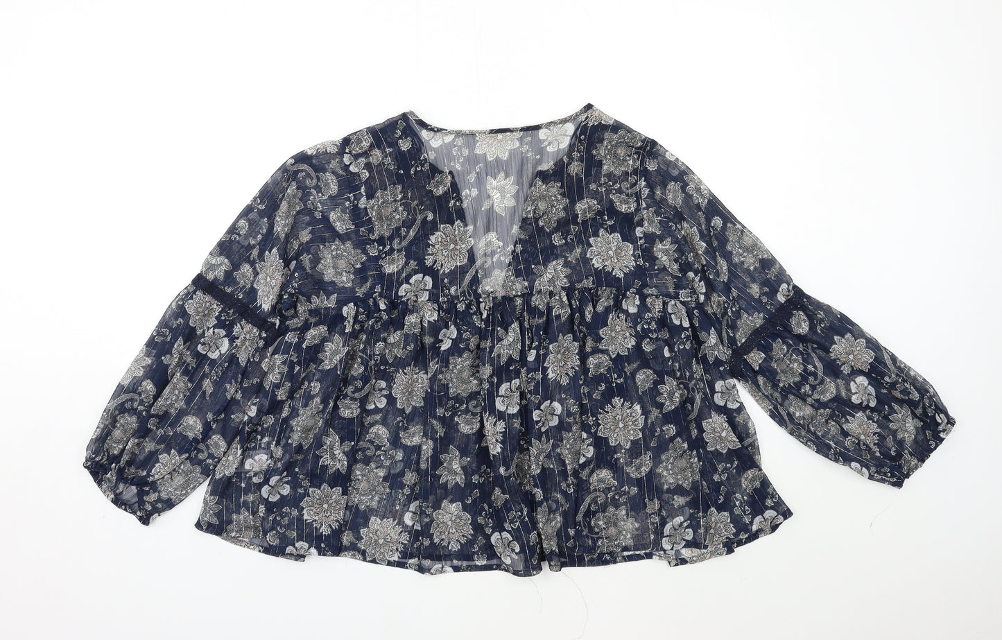 Falmer Heritage Womens Blue   Kimono Blouse Size 14