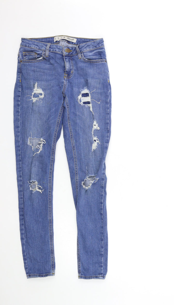 Denim & Co. Womens Blue Denim Skinny Jeans Size 6 L28 in