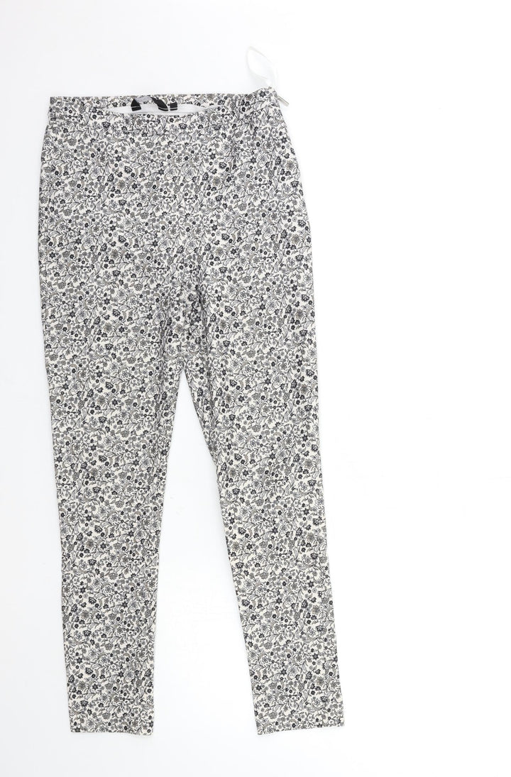 New Look Womens White Floral Denim Trousers Size 10 L26 in