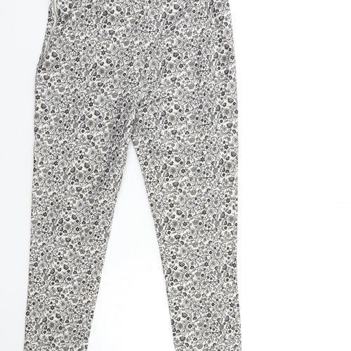 New Look Womens White Floral Denim Trousers  Size 10 L26 in