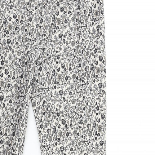 New Look Womens White Floral Denim Trousers  Size 10 L26 in