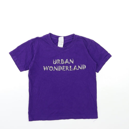 Gildan Girls Purple   Basic T-Shirt Size 7-8 Years  - URBAN WONDERLAND