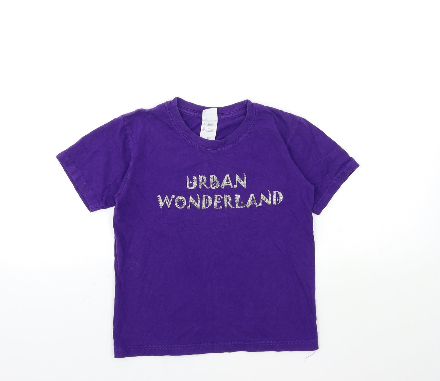 Gildan Girls Purple   Basic T-Shirt Size 7-8 Years  - URBAN WONDERLAND