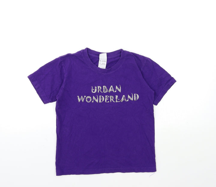 Gildan Girls Purple   Basic T-Shirt Size 7-8 Years  - URBAN WONDERLAND