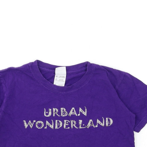 Gildan Girls Purple   Basic T-Shirt Size 7-8 Years  - URBAN WONDERLAND