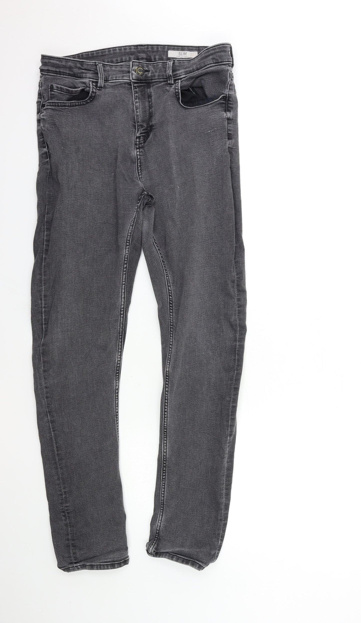 Marks and Spencer Womens Grey  Denim Skinny Jeans Size 14 L31 in