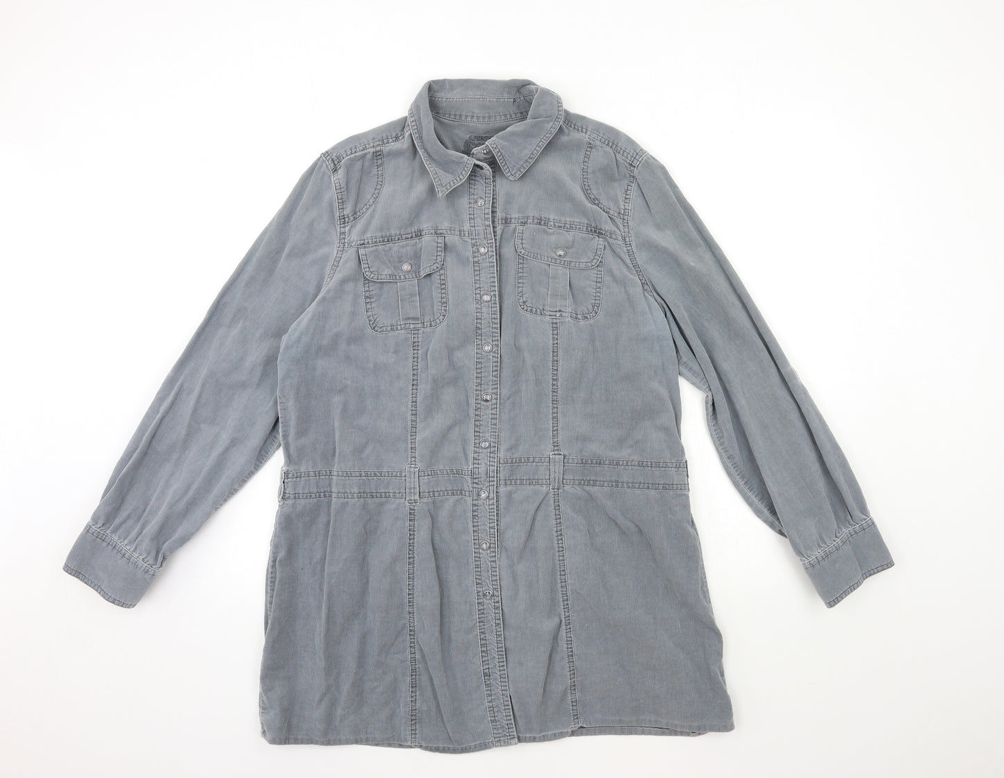 Cherokee Womens Grey  Corduroy Shirt Dress  Size 18