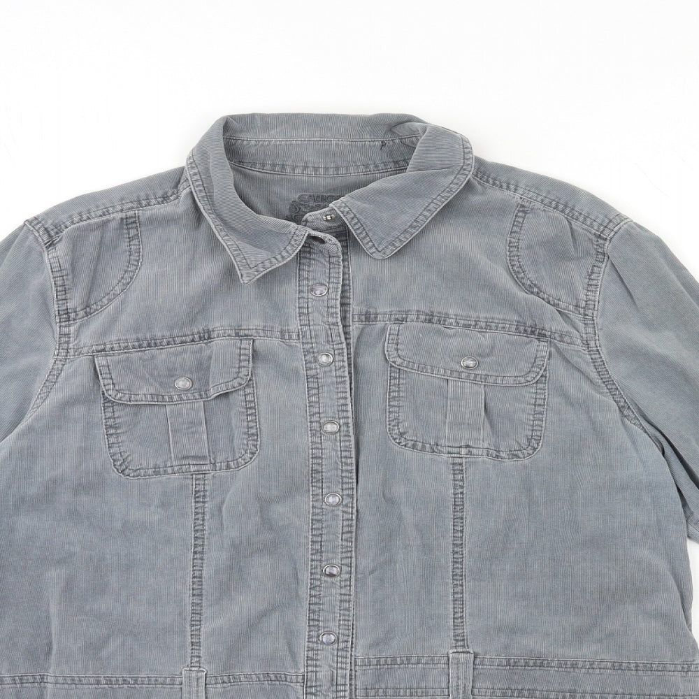 Cherokee Womens Grey  Corduroy Shirt Dress  Size 18