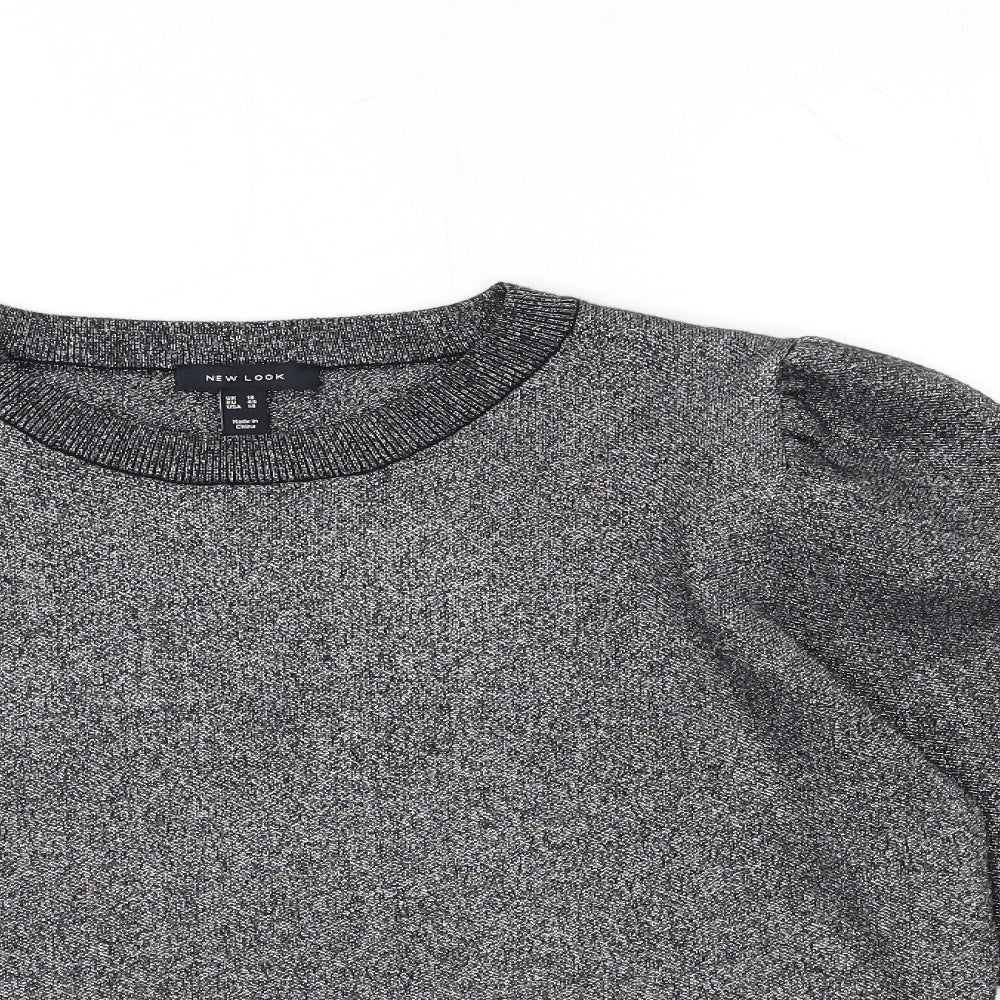 New Look Womens Silver  Knit Pullover Jumper Size 18