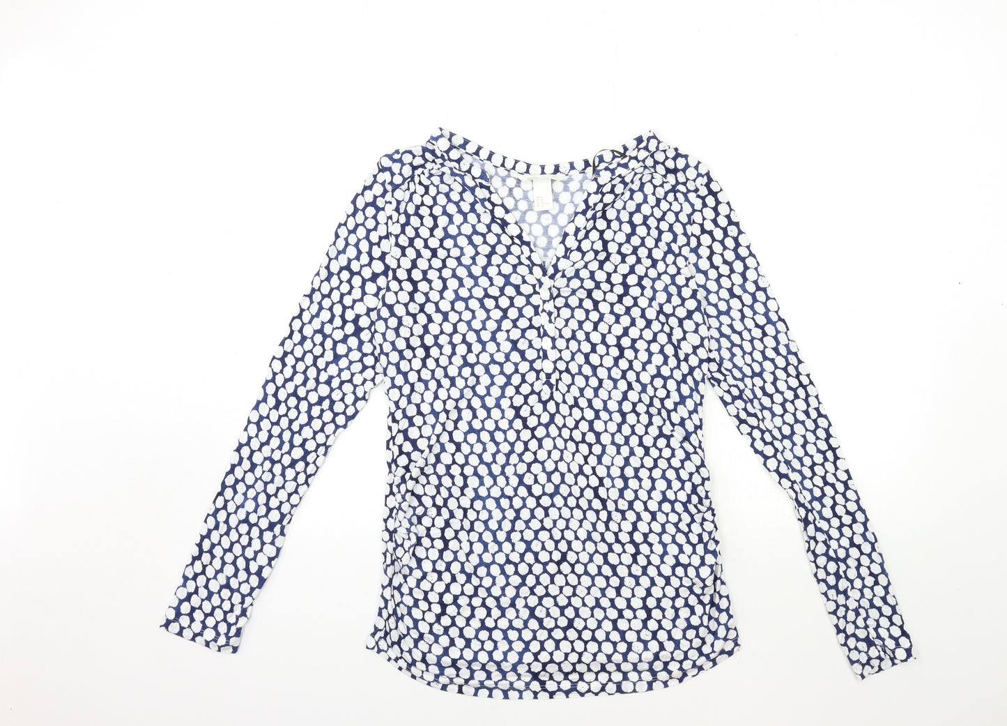 H&M Womens Blue Polka Dot  Basic T-Shirt Size M