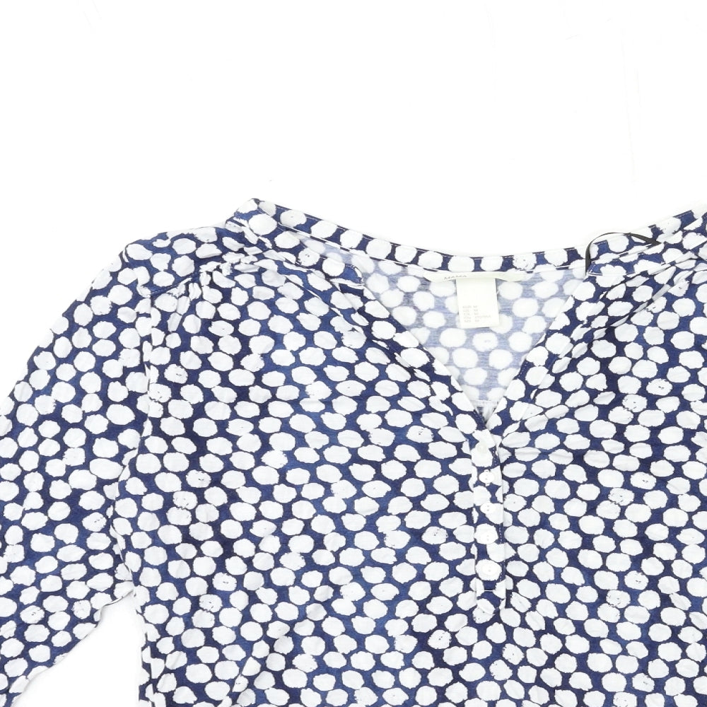 H&M Womens Blue Polka Dot  Basic T-Shirt Size M