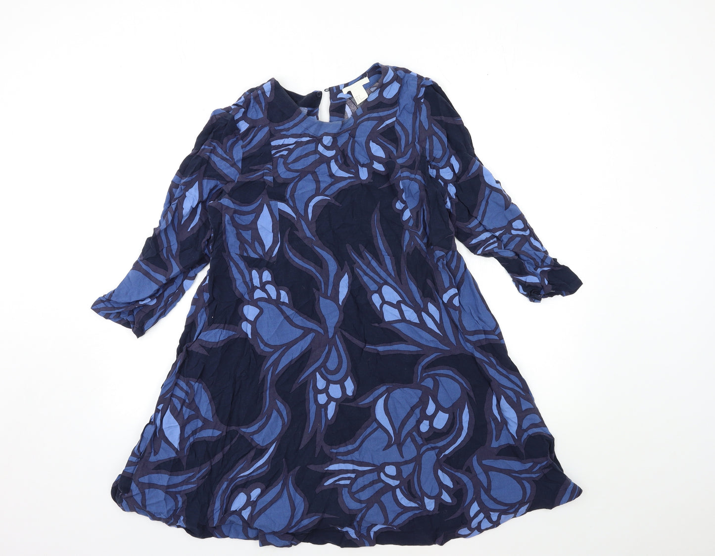 H&M Womens Blue Geometric  A-Line  Size 10