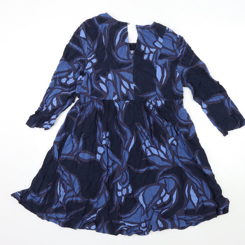 H&M Womens Blue Geometric  A-Line  Size 10