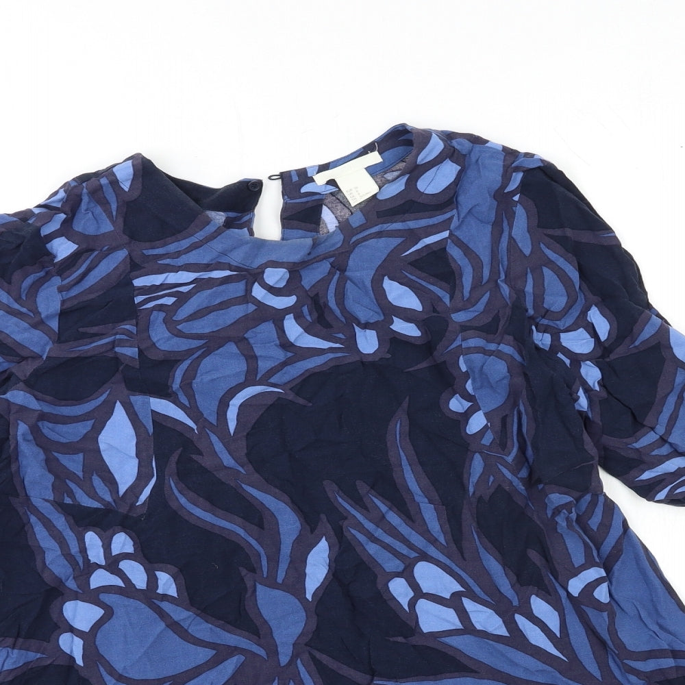 H&M Womens Blue Geometric  A-Line  Size 10