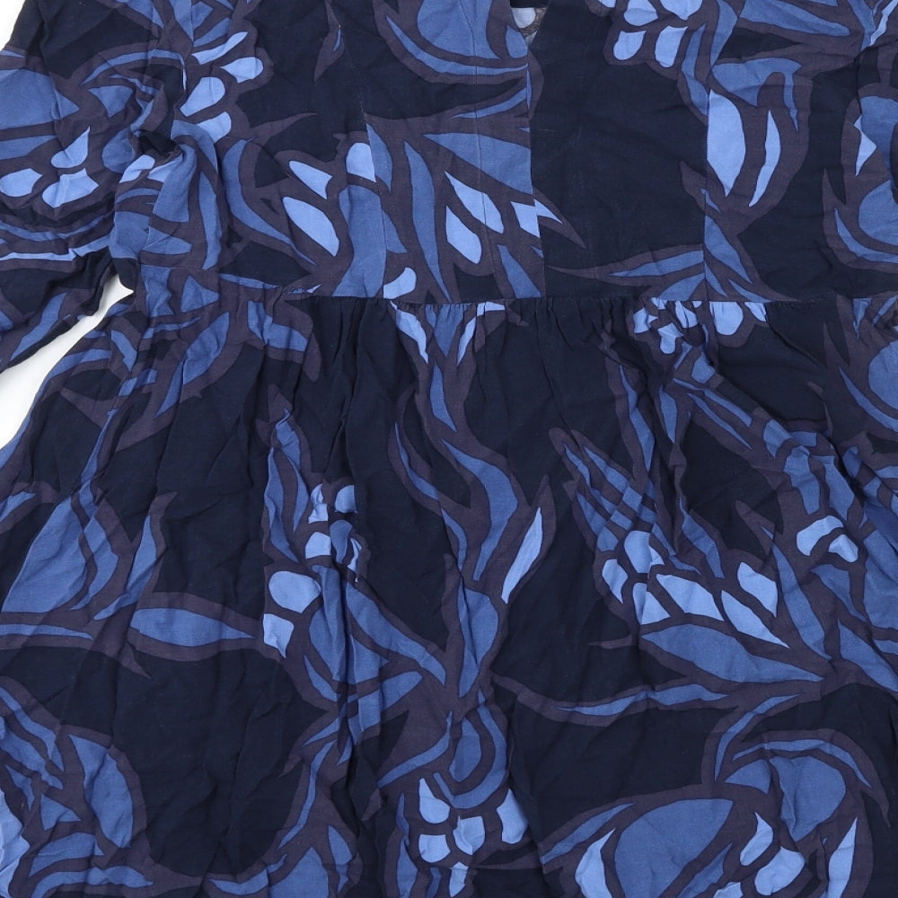 H&M Womens Blue Geometric  A-Line  Size 10