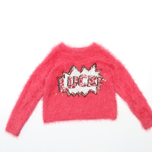 Marks and Spencer Girls Pink  Knit Pullover Jumper Size 9-10 Years  - LUCKY