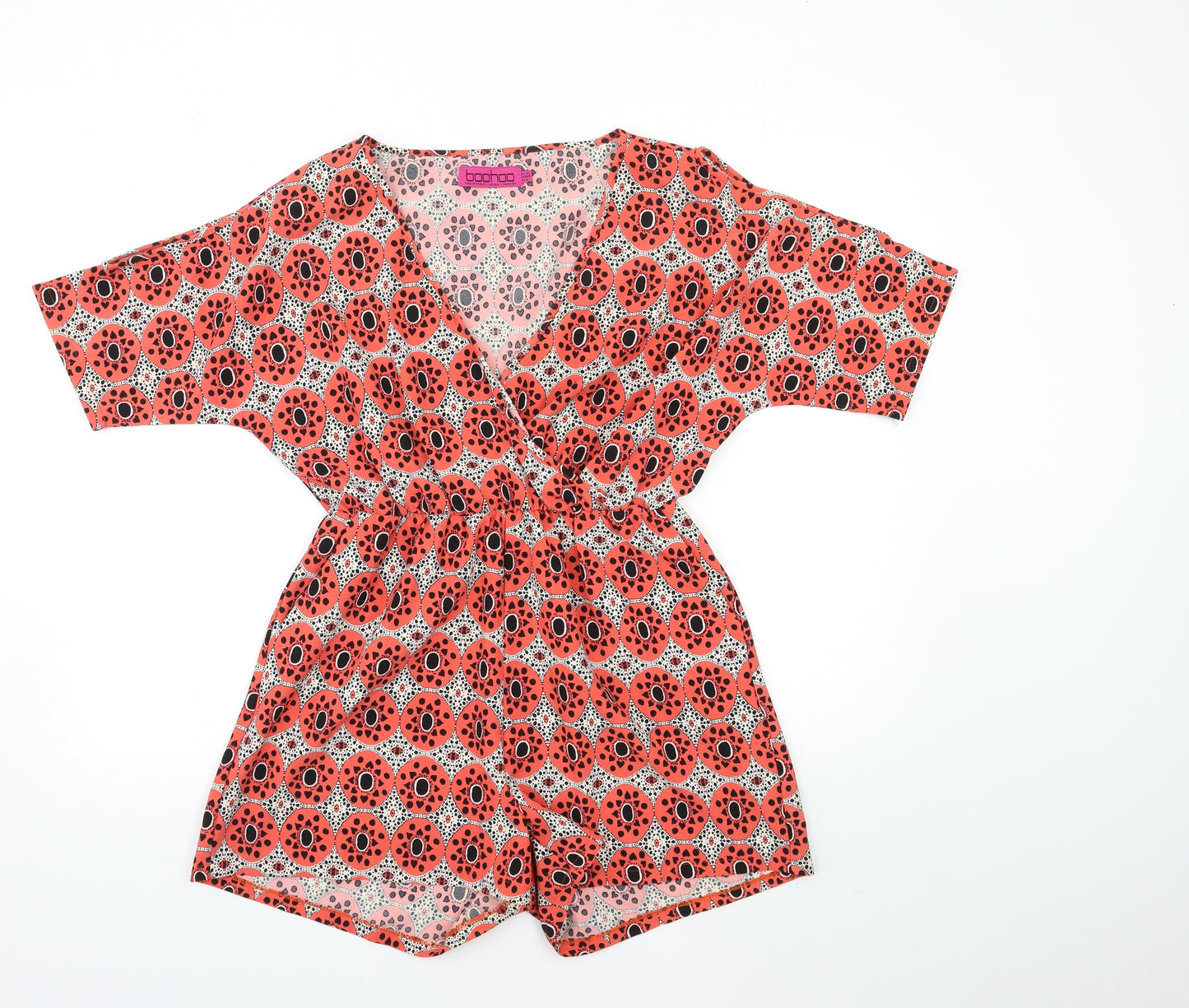 Boohoo Womens Pink Floral  Playsuit One-Piece Size 12