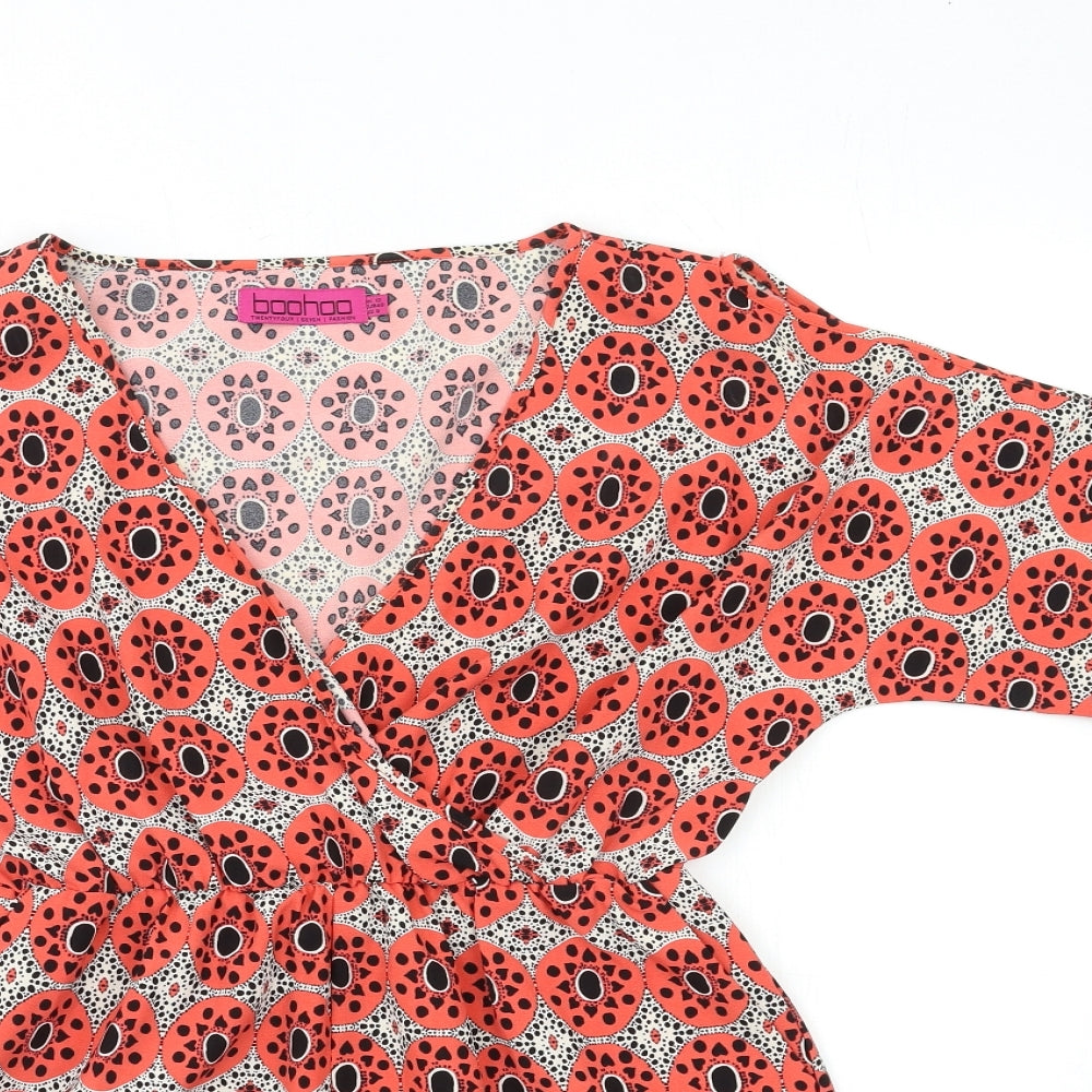 Boohoo Womens Pink Floral  Playsuit One-Piece Size 12