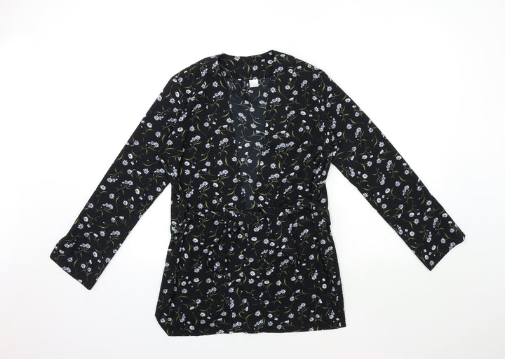H&M Womens Black Floral  Cardigan Jumper Size XS