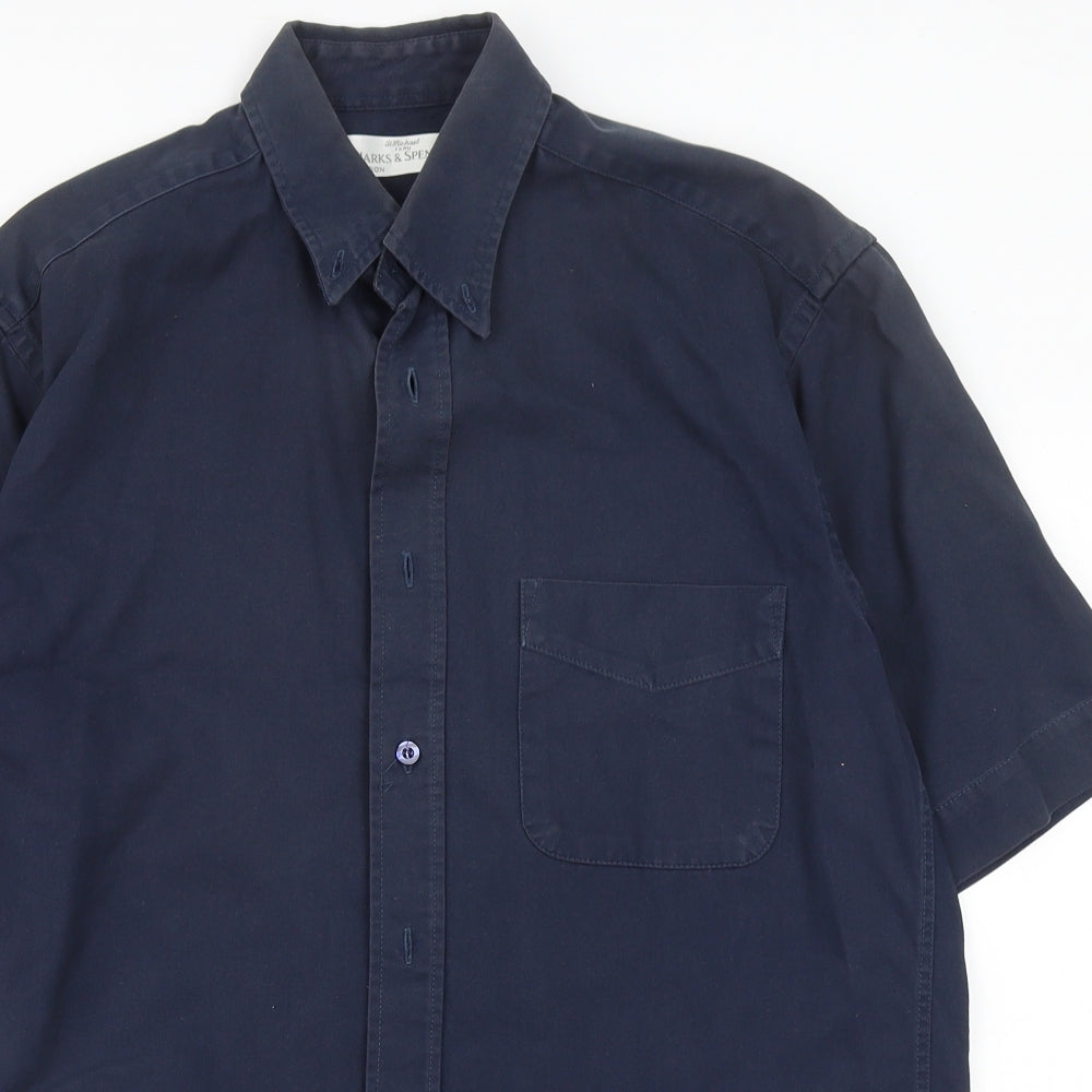 M&S Mens Blue    Button-Up Size S