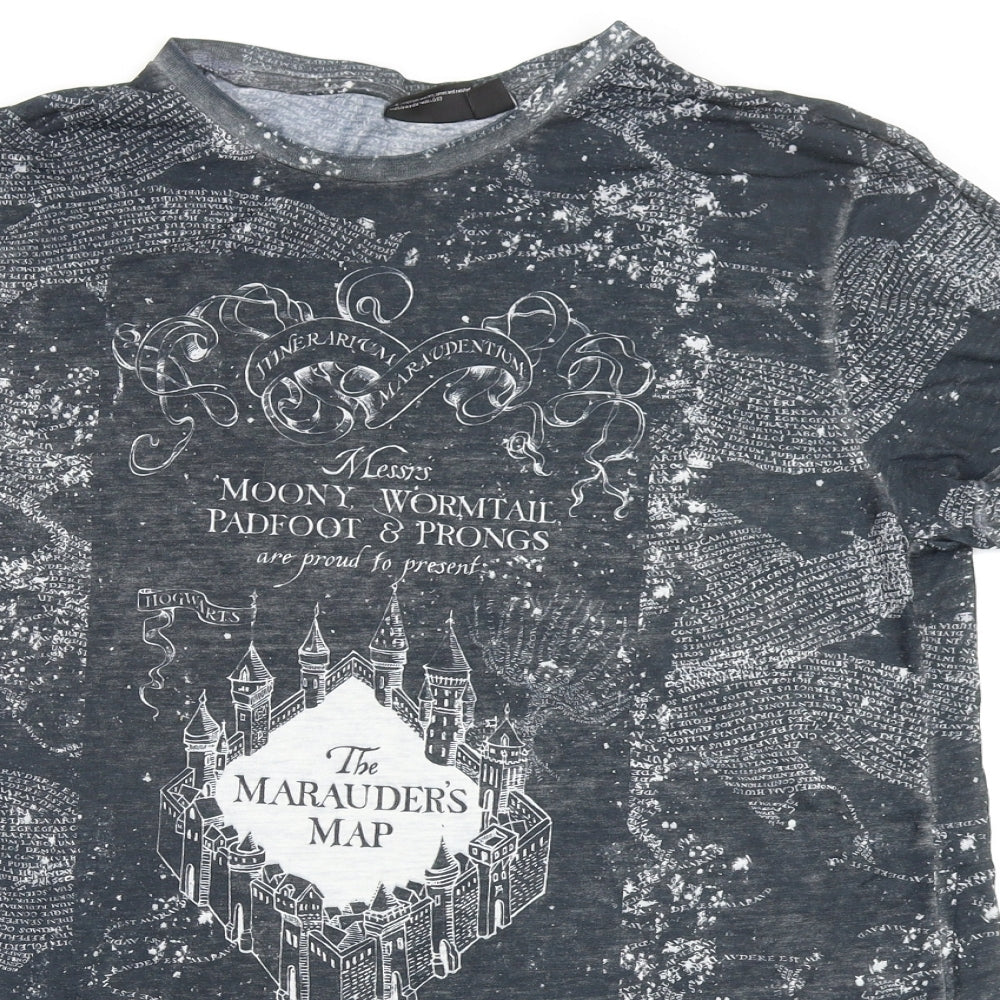 Harry Potter Mens Multicoloured Geometric   T-Shirt Size L