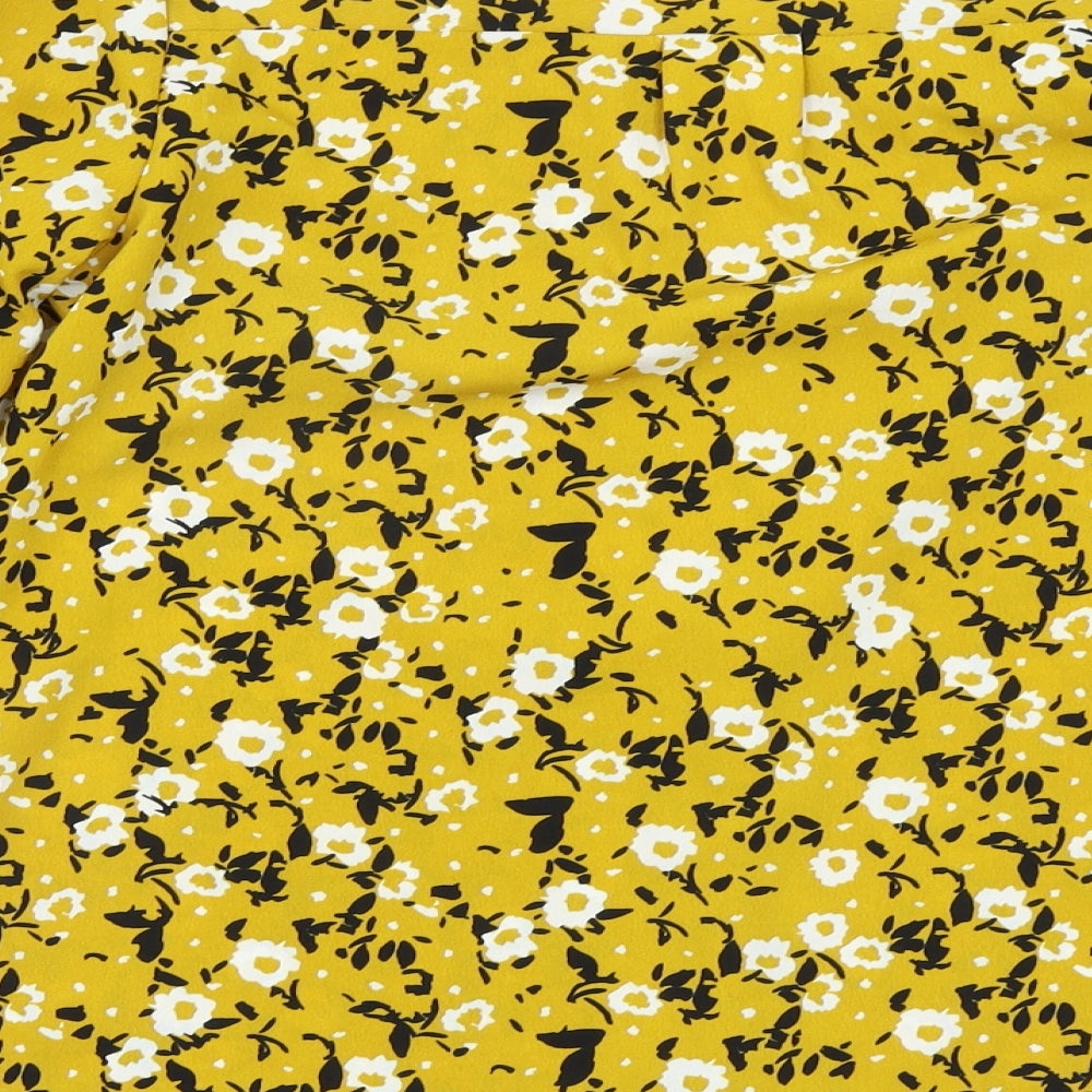 Papaya Womens Yellow Floral  Basic Blouse Size 12