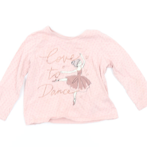 Primark Girls Pink Polka Dot  Basic T-Shirt Size 2-3 Years