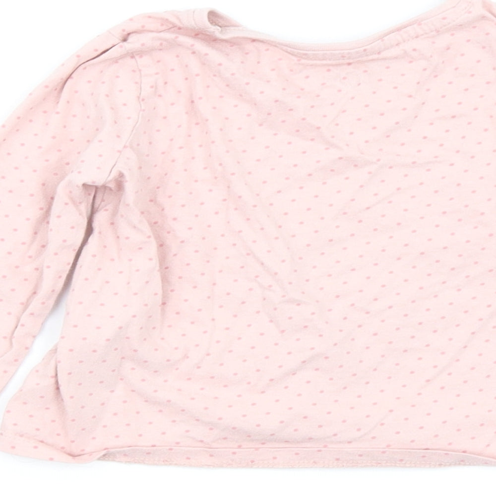 Primark Girls Pink Polka Dot  Basic T-Shirt Size 2-3 Years