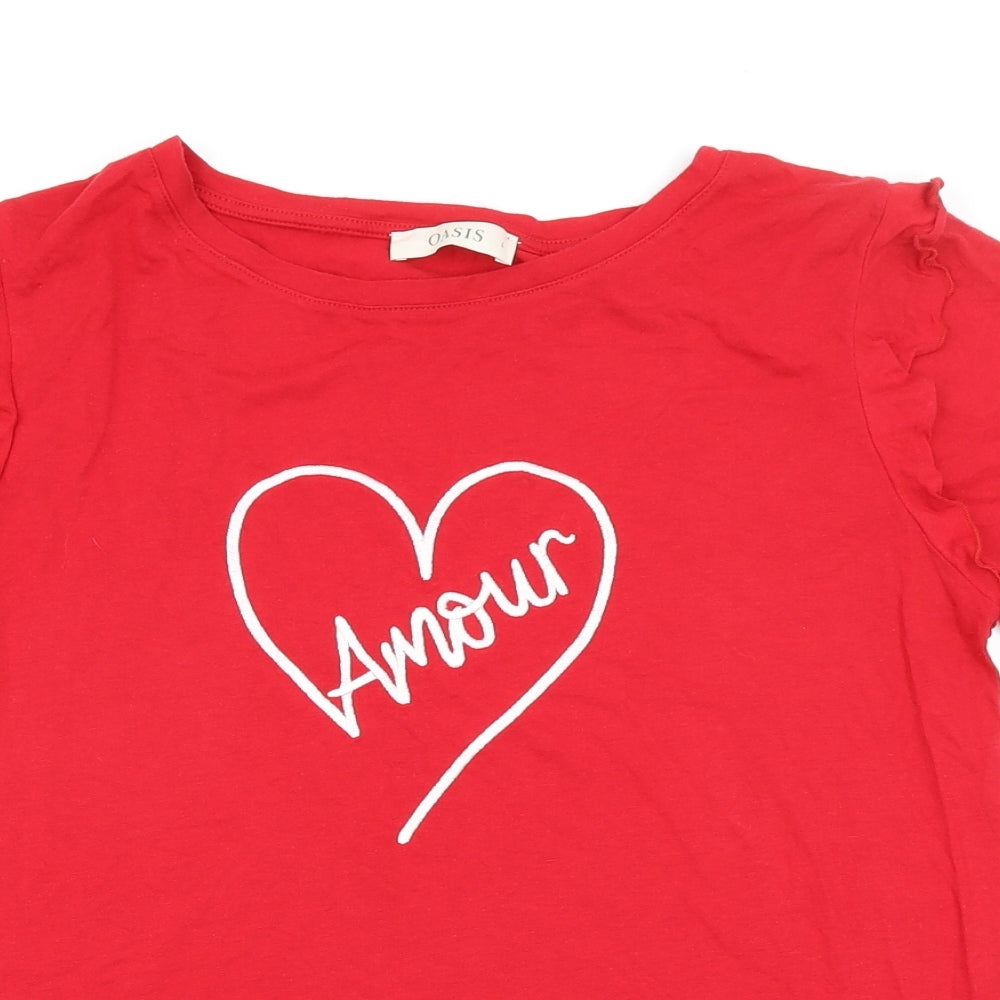 Oasis Womens Red   Basic T-Shirt Size L