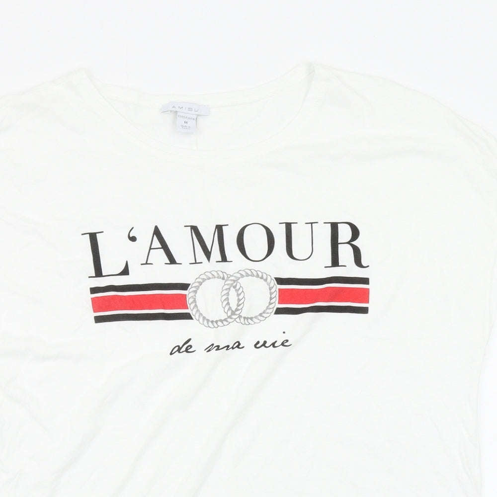 Amisu Womens White   Basic T-Shirt Size M