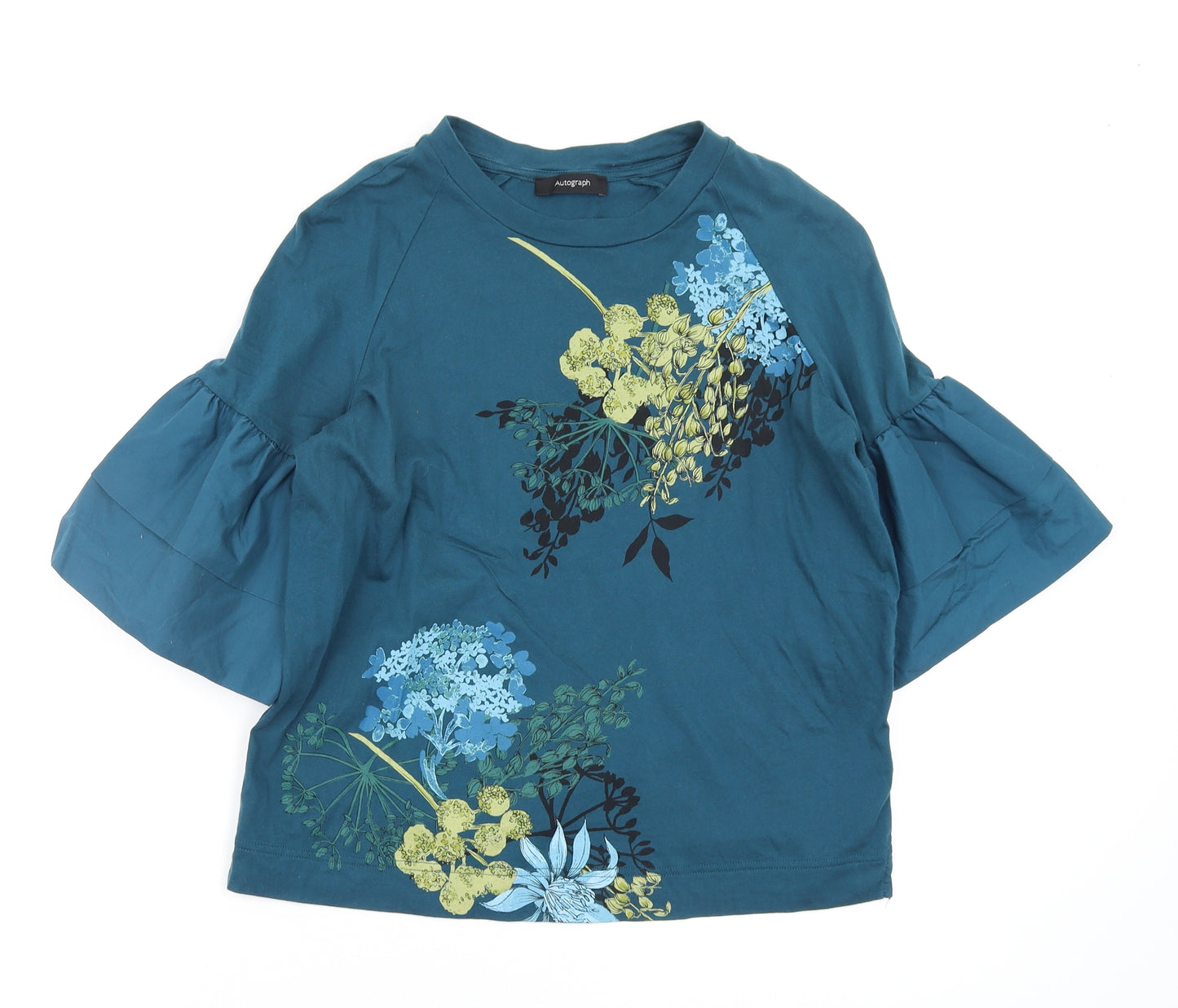 M&S Womens Green Floral  Basic Blouse Size 10