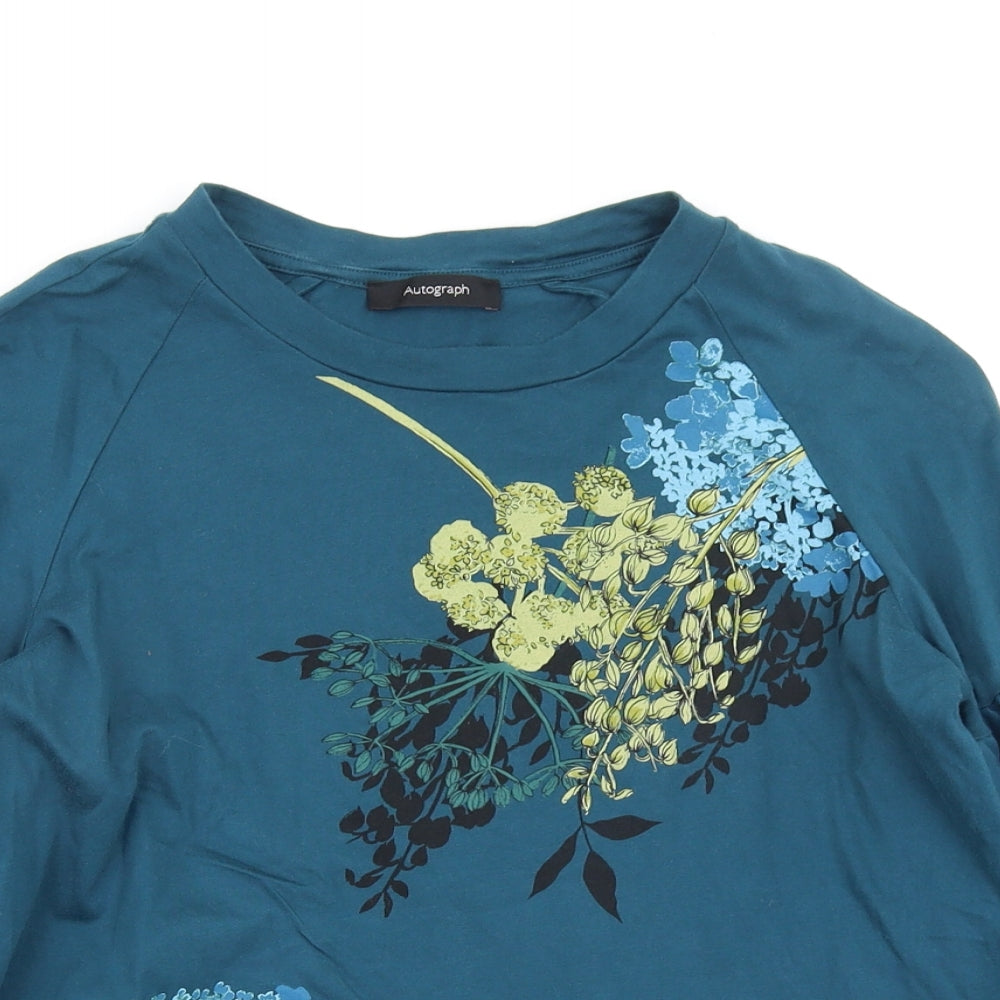 M&S Womens Green Floral  Basic Blouse Size 10