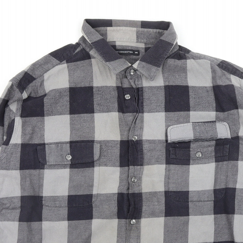 French Connection Mens Multicoloured Check   Button-Up Size 2XL