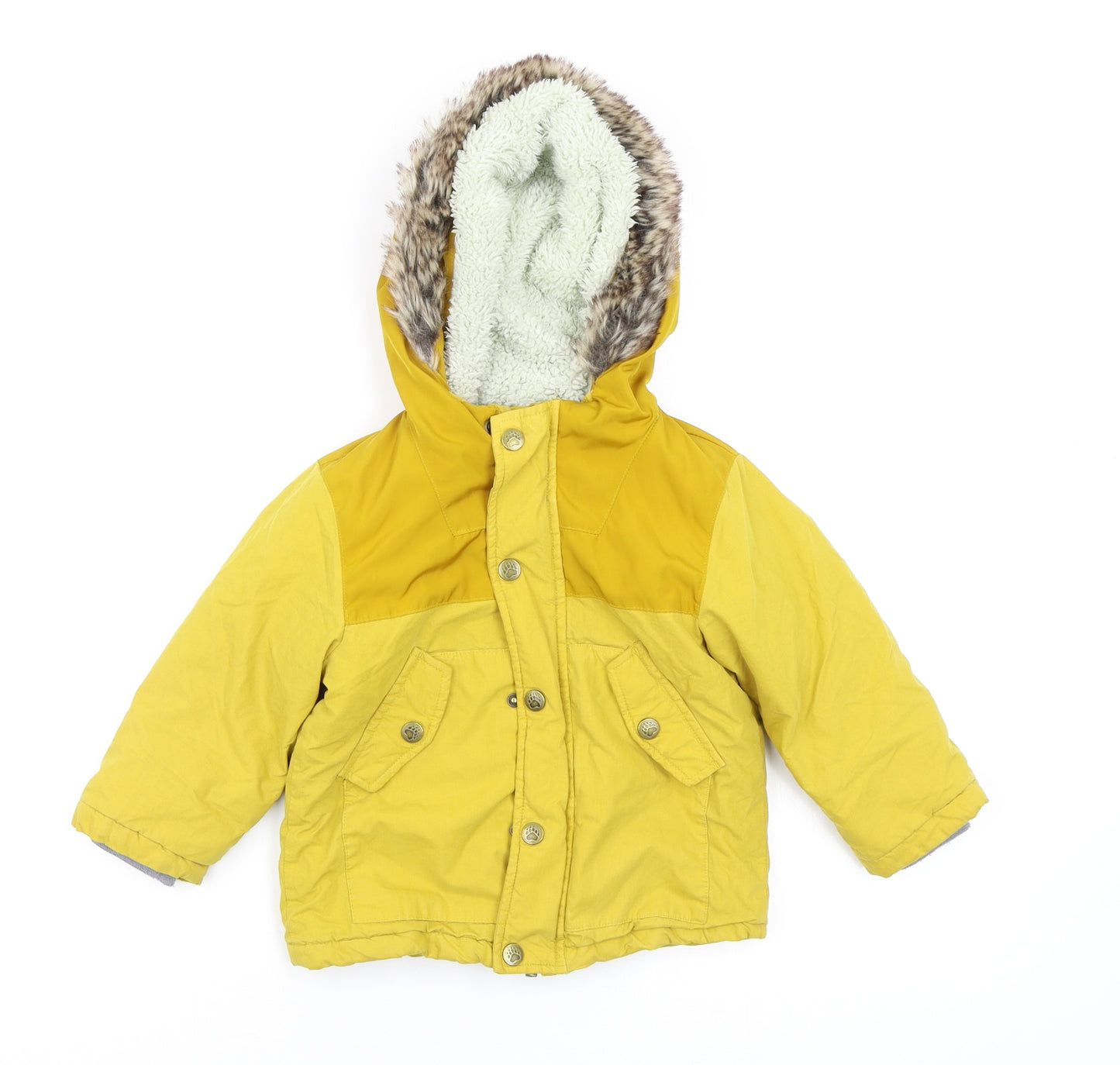 Asda George Boys Yellow   Parka Coat Size 12-18 Months