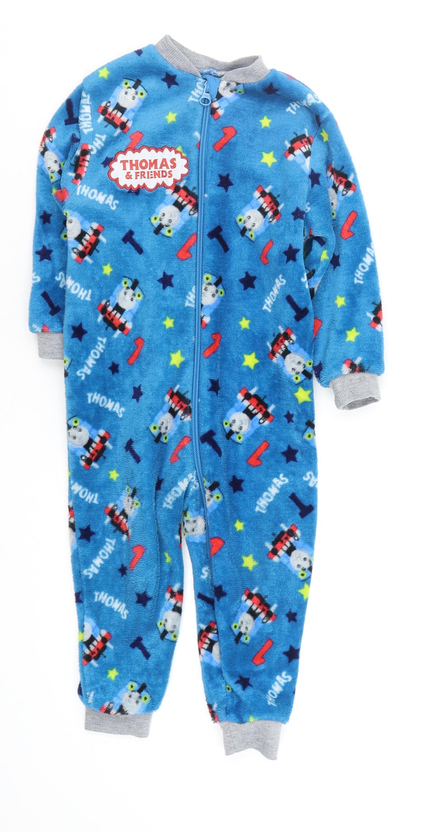 m Boys Blue Geometric  Babydoll One Piece Size 18-24 Months  - thomas the tank engine