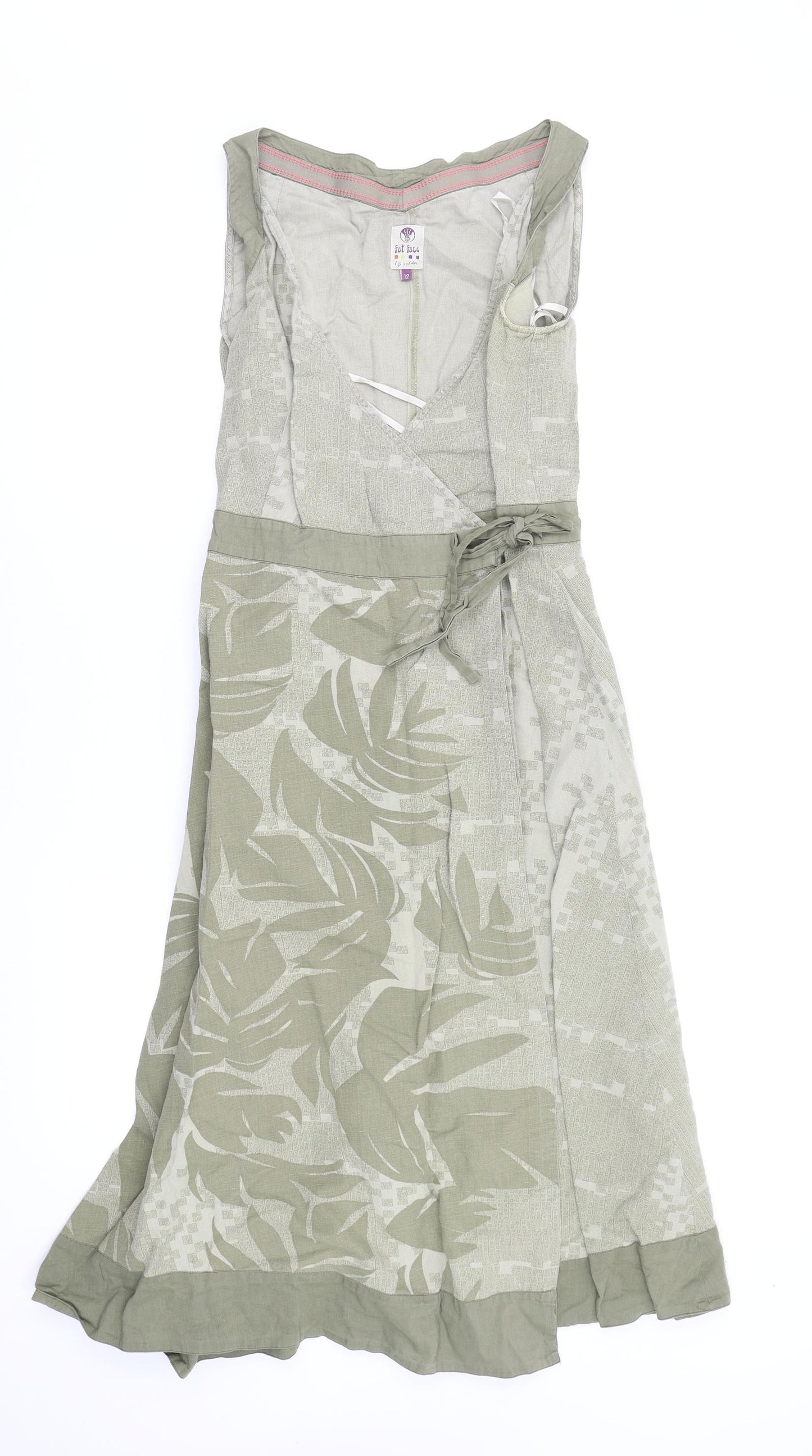 Fat Face Womens Green Geometric  Fit & Flare  Size 12