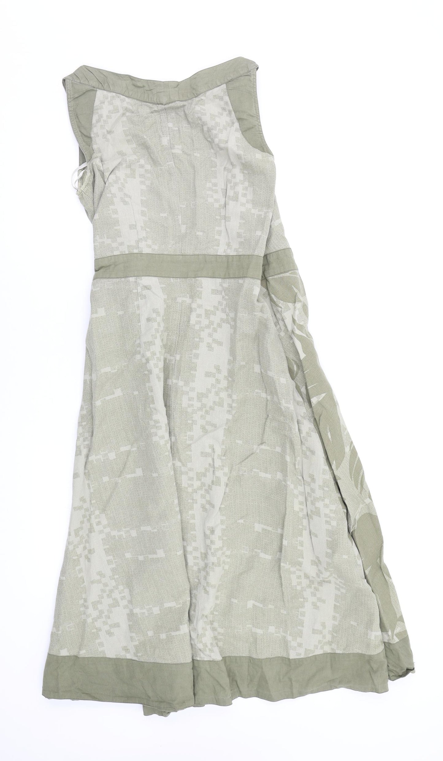 Fat Face Womens Green Geometric  Fit & Flare  Size 12