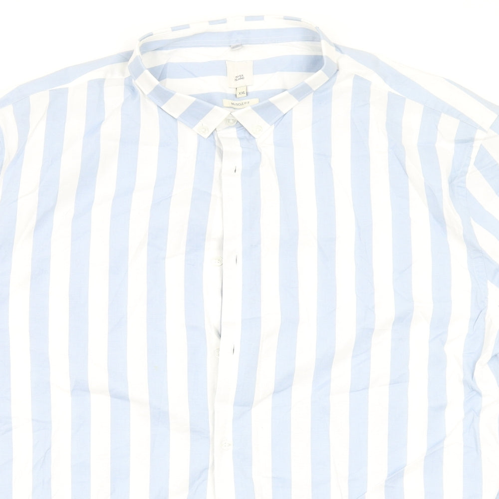 River Island Mens Multicoloured Striped   Button-Up Size 2XL
