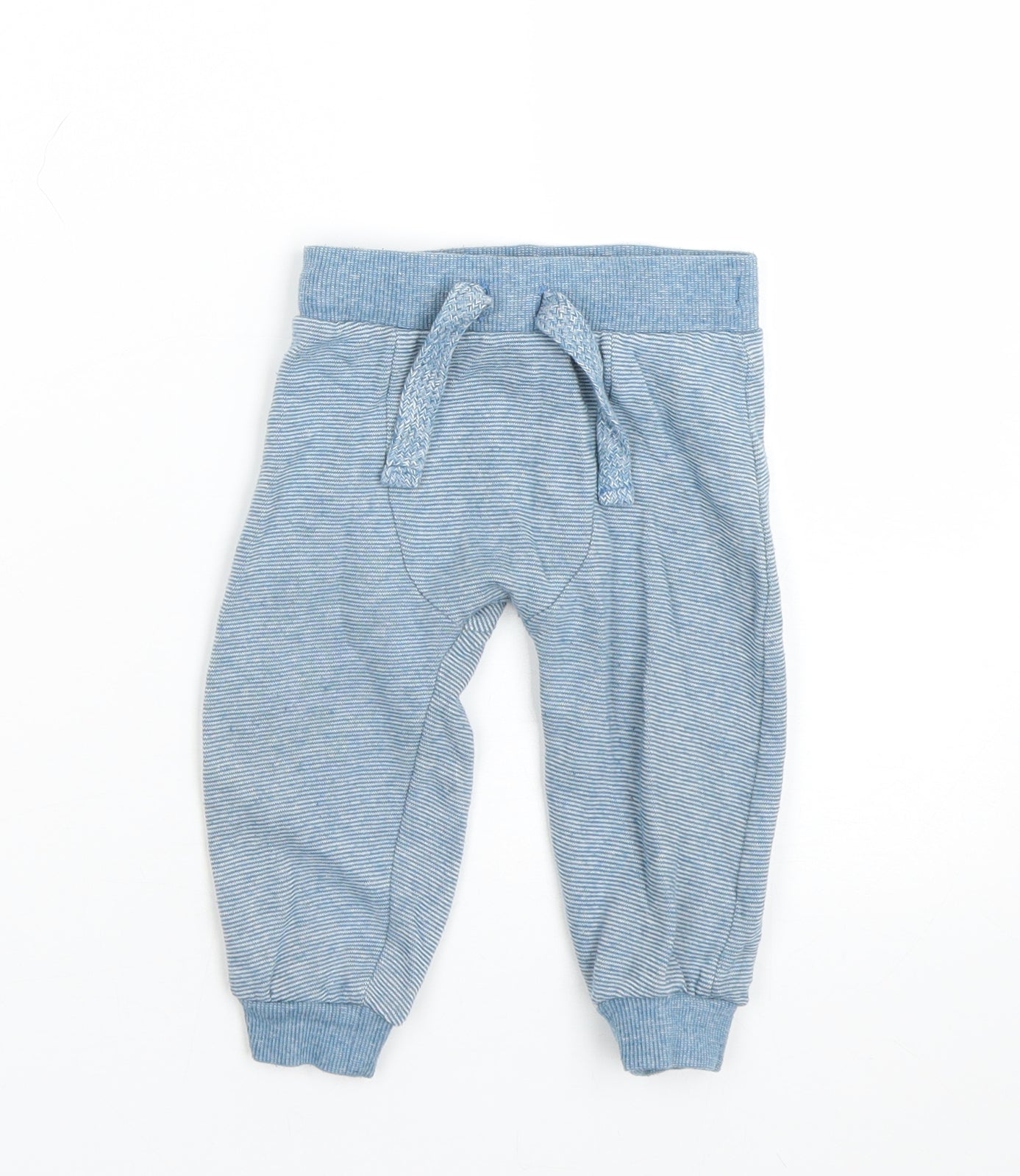 F&F Boys Blue Striped  Jogger Trousers Size 12-18 Months