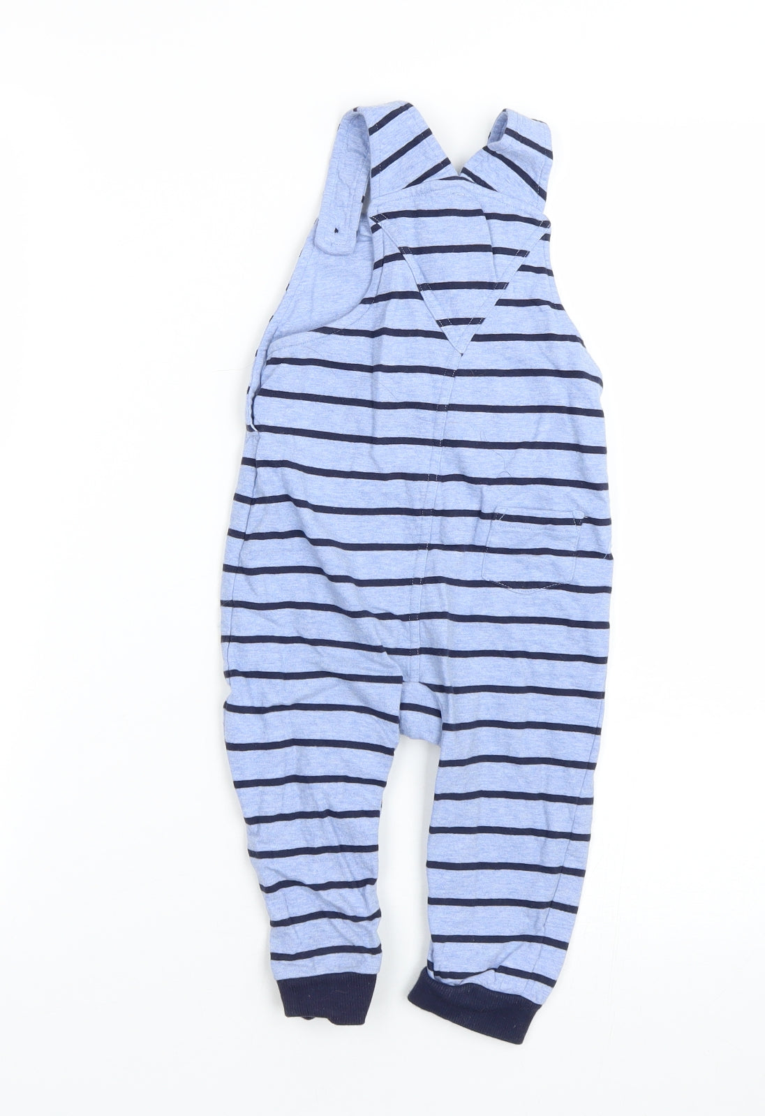 Bluezoo Boys Blue Striped  Dungaree One-Piece Size 12-18 Months  - DInosaurs