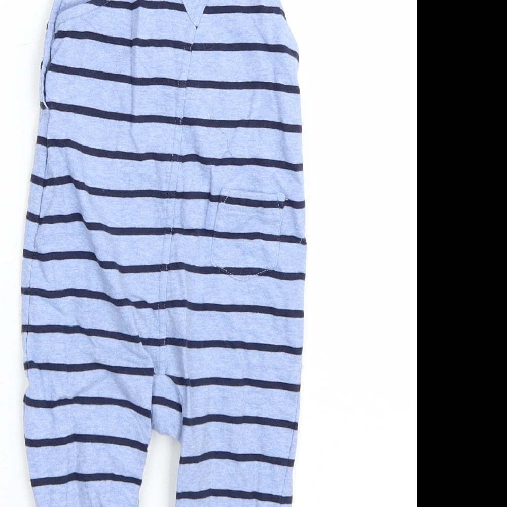 Bluezoo Boys Blue Striped  Dungaree One-Piece Size 12-18 Months  - DInosaurs