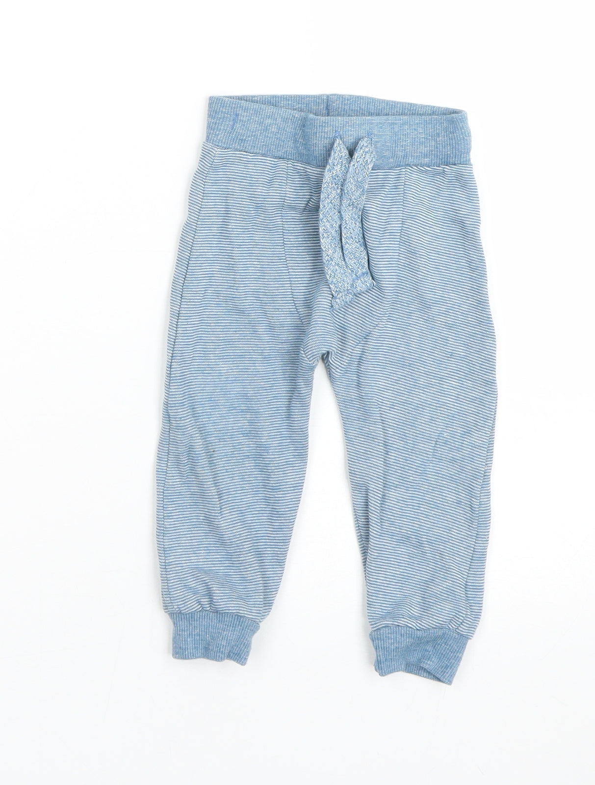 F&F Boys Blue Striped  Jogger Trousers Size 12-18 Months
