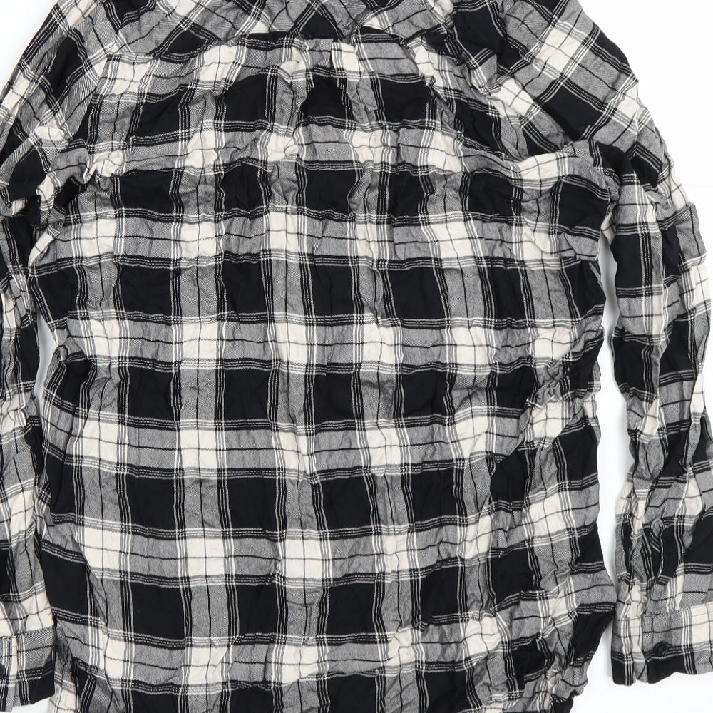 M&S Womens Black Check  Basic Button-Up Size 14