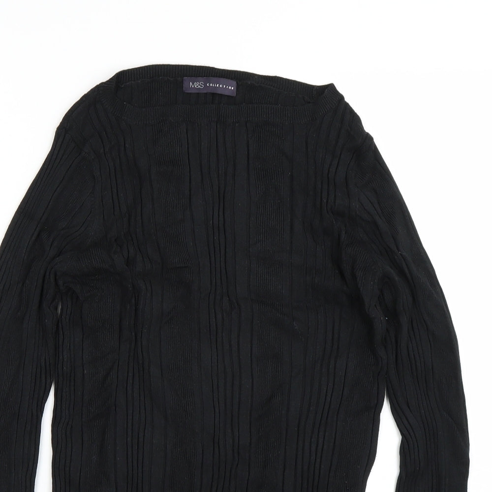 M&S Womens Black Striped  Pullover Jumper Size 16