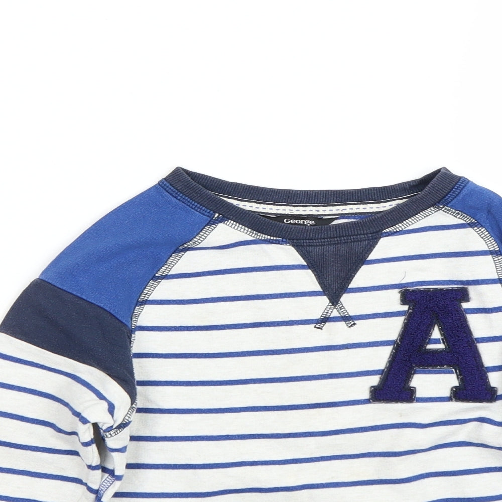 George Boys Grey Striped  Pullover Sweatshirt Size 6-7 Years