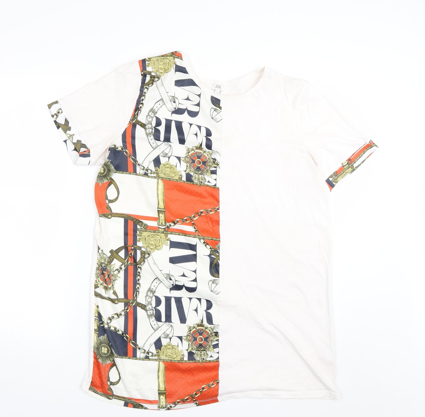 River Island Womens Beige Floral  Basic T-Shirt Size 14