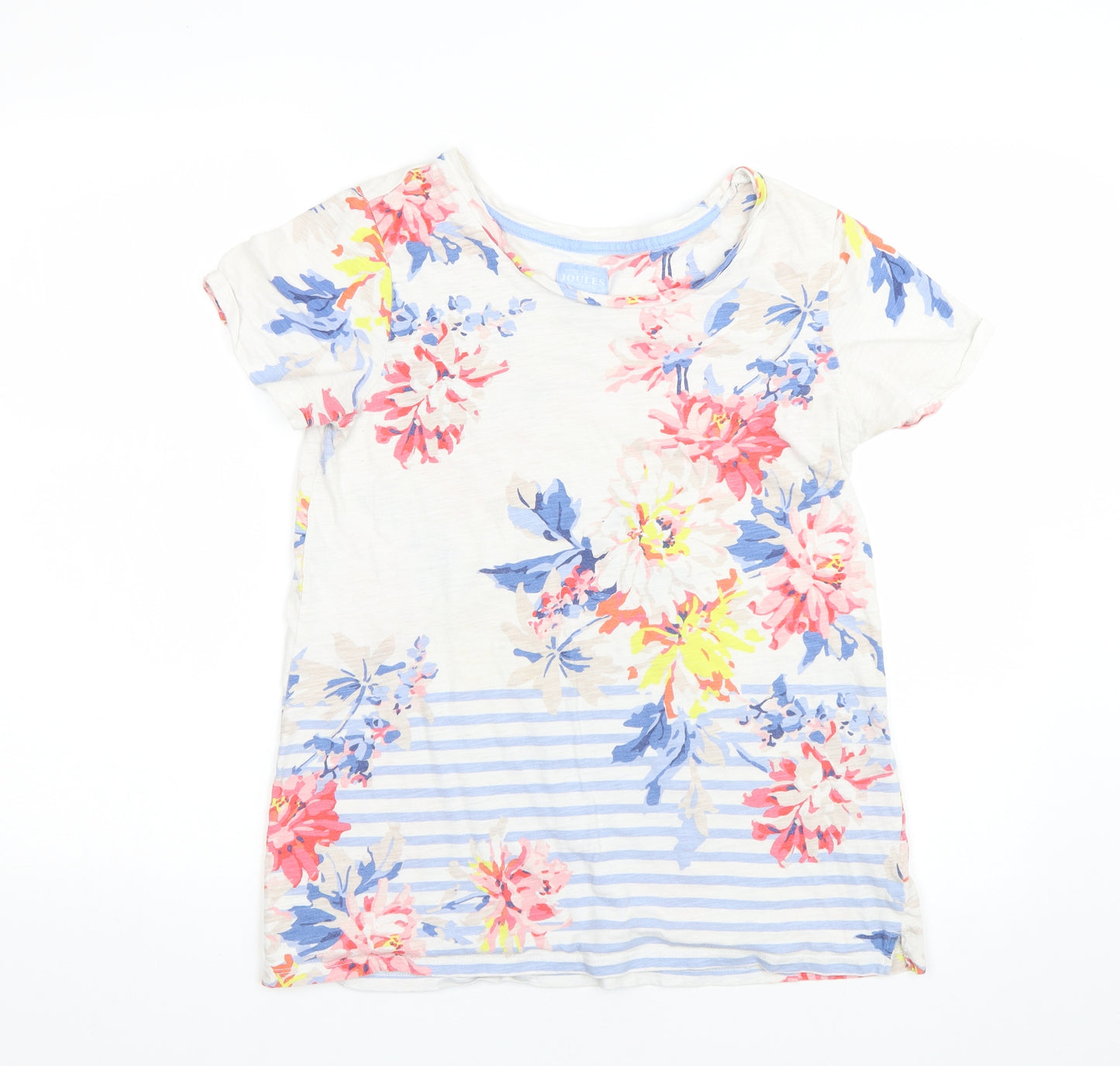 Joules Womens White Floral  Basic T-Shirt Size 14