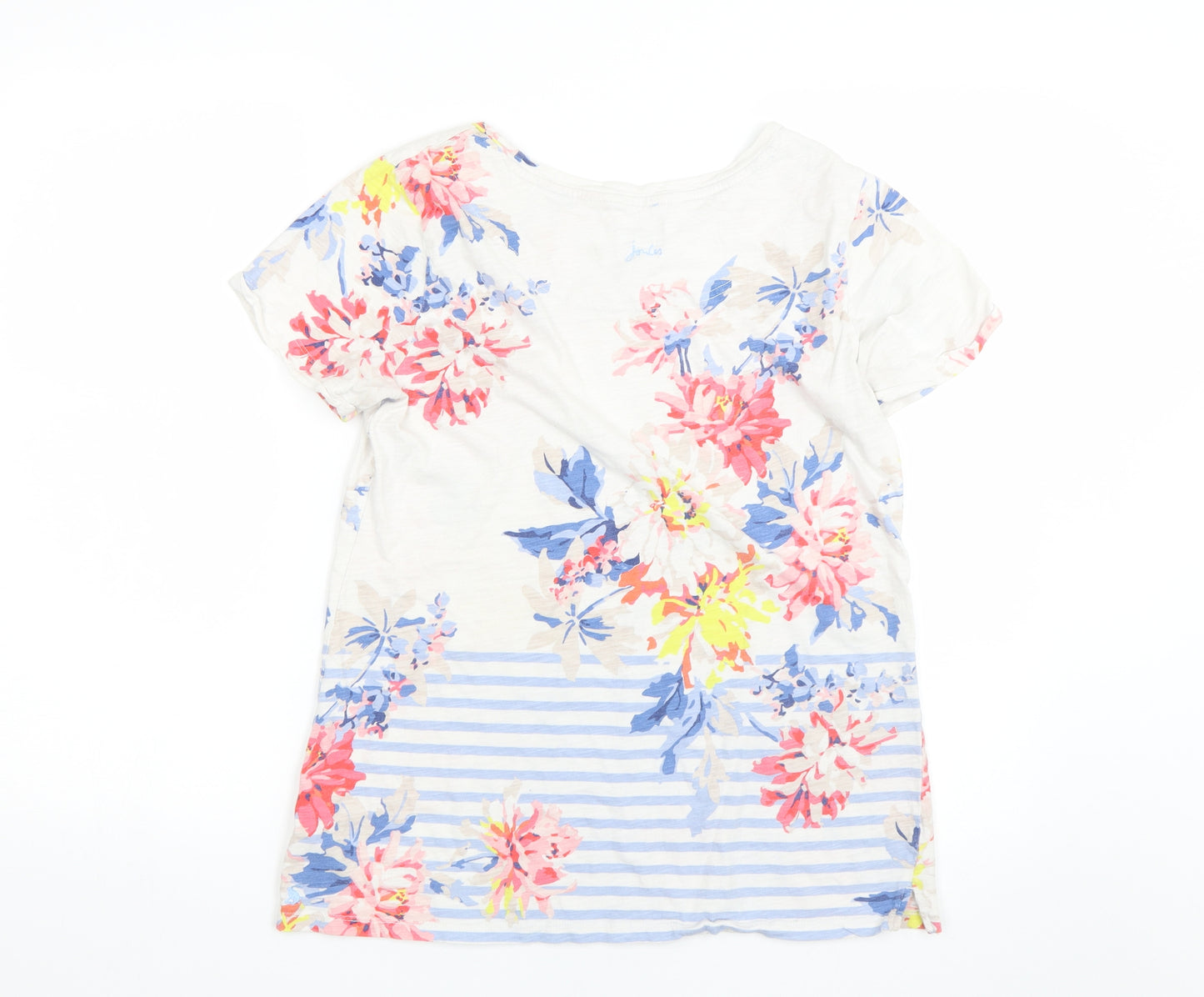 Joules Womens White Floral  Basic T-Shirt Size 14